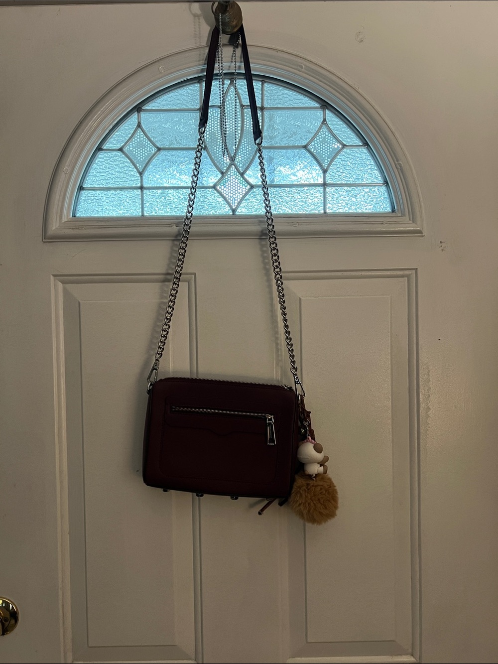 Rebecca Minkoff Wine Red Crossbody with Silver Chain